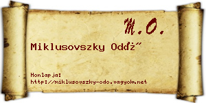 Miklusovszky Odó névjegykártya